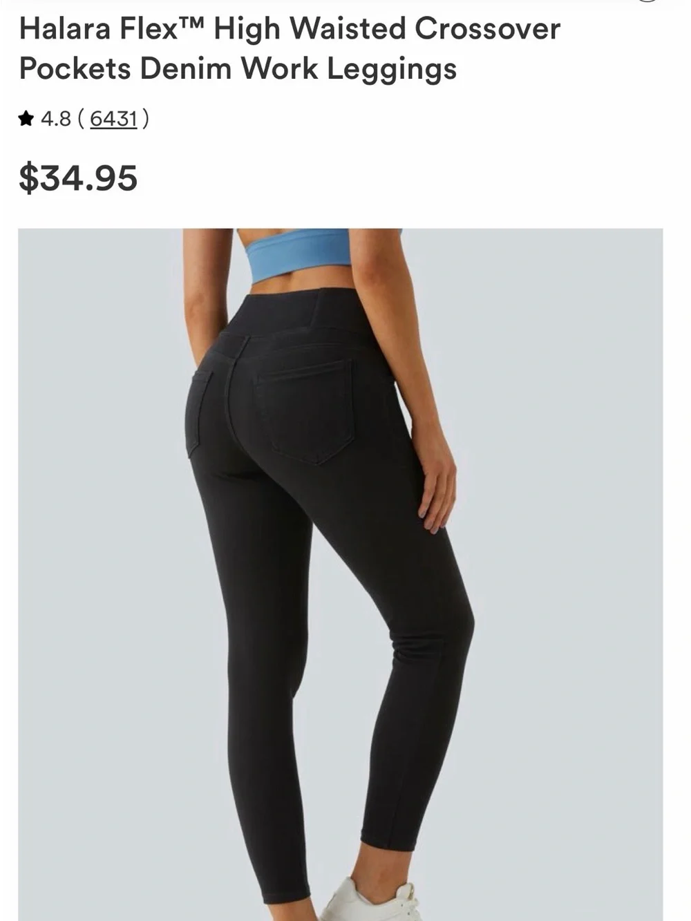 NWT HALARA Flex Black High-Rise Cross-Waist Jean Leggings